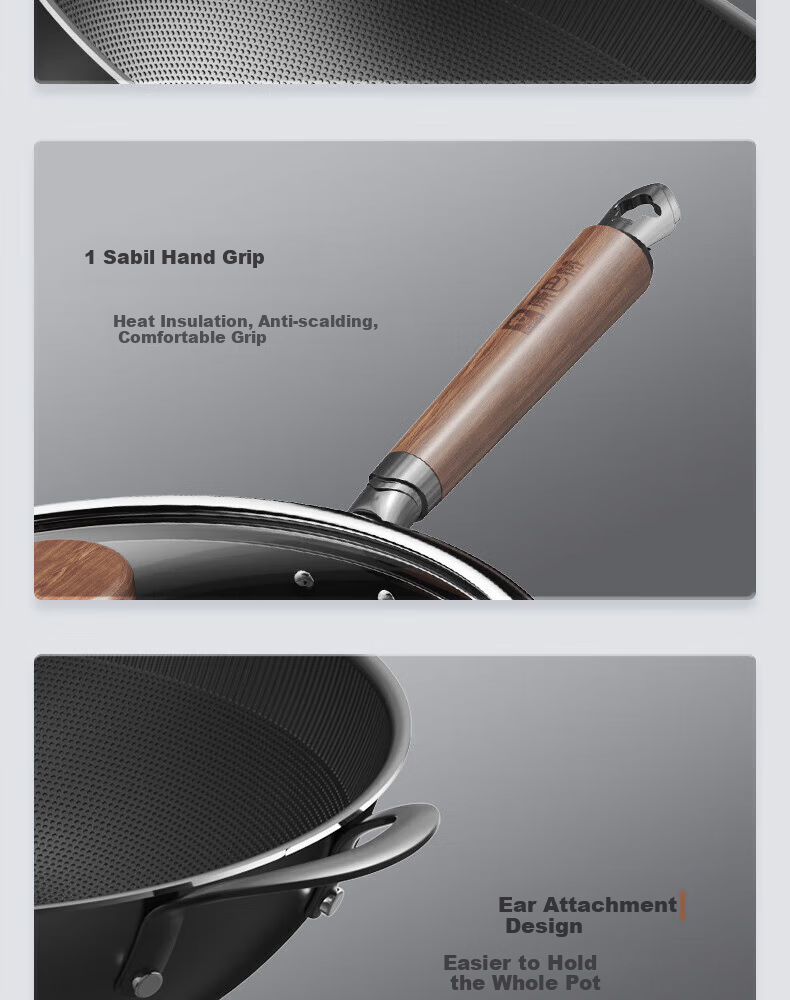 KOBACH Non-Stick Wok, Bionic Pan for Frying, Stir-Frying, Boiling And Stewing, Household Stainless Steel Pan, Compatible with Induction Cooker And Gas Stove, 30cm 8