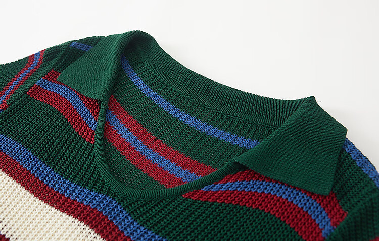 Dme [Tangguo Duoban] Summer Youthful Cool Ice Silk Contrasting Striped V-Neck Sweater Women's Top 8