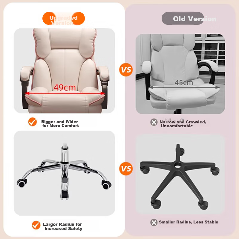 Quanpinwu Computer Chair, Office Chair, Gaming Chair, Home Ergonomic Chair, Executive Chair, Streamer Chair with Backrest, Leather Swivel Chair 3