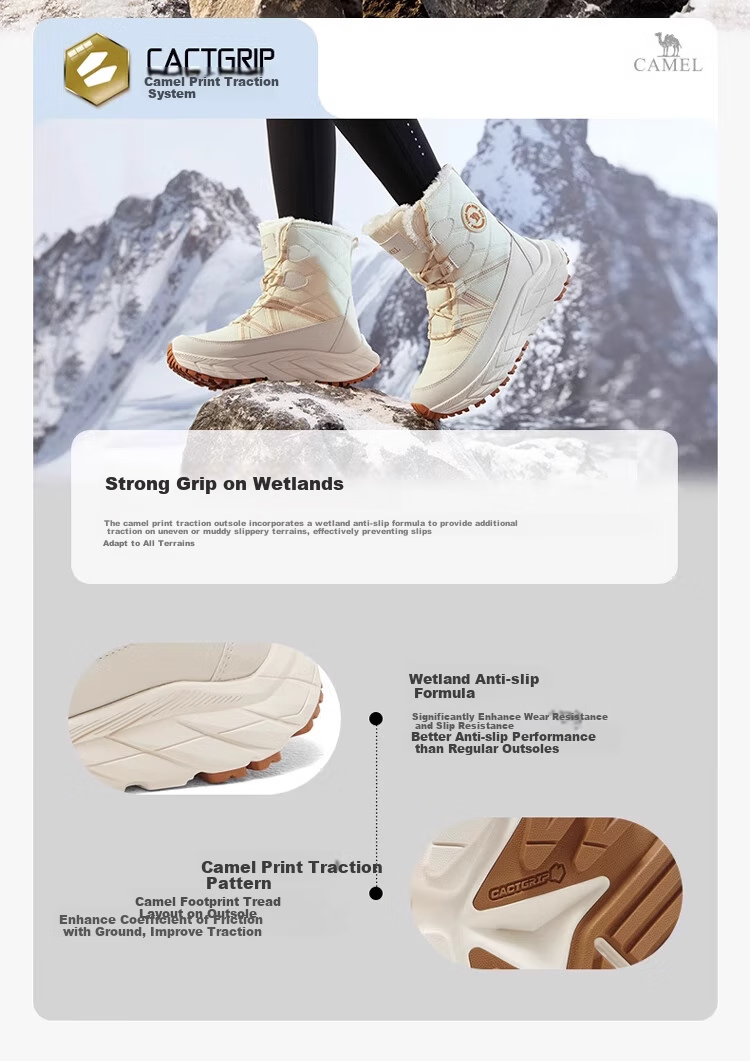 CAMEL Winter Outdoor Snow Boots for Men And Women, Thick-Soled High-Top Hiking Boots with Insulation And Warm Fleece Lining 2