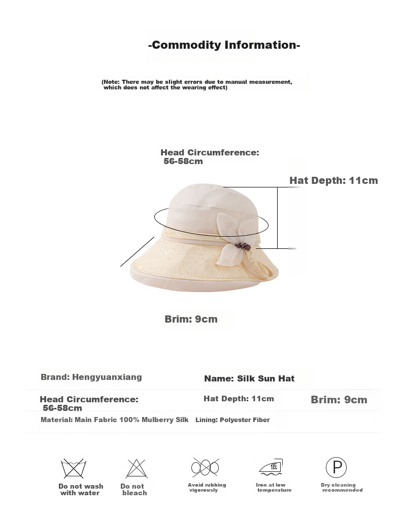 Hengyuanxiang Silk Sun Hat for Women, Summer New Fashion Mulberry Silk UV Protection Hat with Floral Print, Wide Brim Sunhat for Grandmothers And Mothers 7