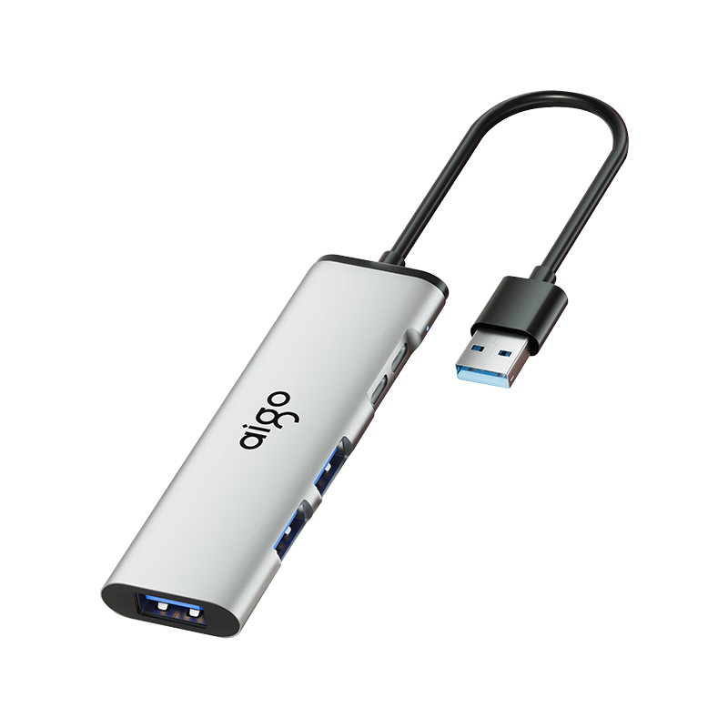 Aigo USB Hub Splitter 3.0 Adapter, Type-C Data Transmission Expansion Dock, USB Extension Cable Hub H02-AC Metal 0.25M