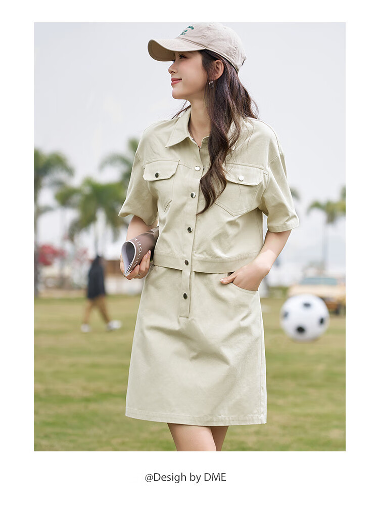 Dme [Academic Style Workwear Dress] Summer Lapel Slimming Elegant Side Slit Comfortable Versatile Dress for Wome 6