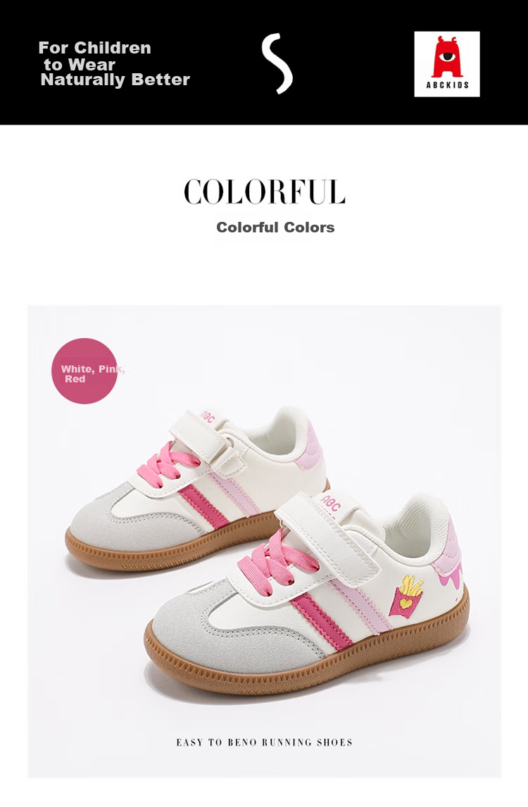 ABC KIDS Children's Training Shoes, Autumn Kids' Shoes, Girls' Sneakers, Soft-Soled Skateboard Shoes, Girls' Casual Shoes, 3064 White And Rose Red, Size 33 2