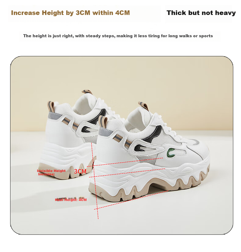DAPHNE Women's Platform Dad Sneakers with Mesh Breathable Fashion Casual Sports Shoes 4623101126 White Apricot 40 3