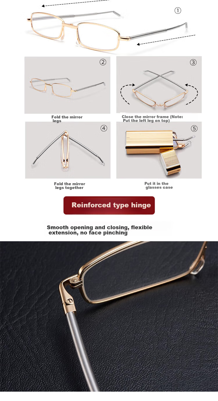 GOGOSOON Reading Glasses for Men And Women, Foldable Anti-Blue Light Glasses for Elderly, High Definition Portable Fashionable German Imported Lenses 7