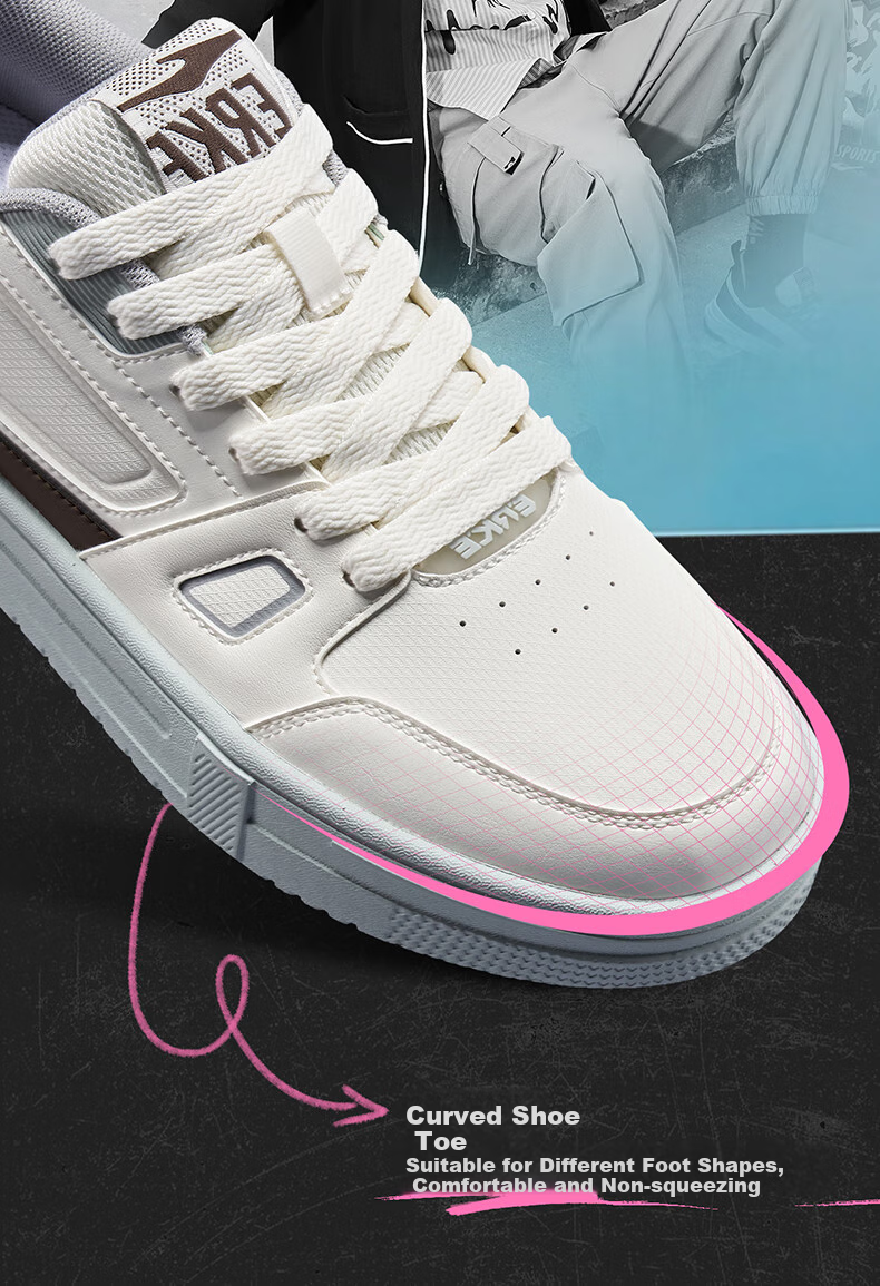 ERKE Men's Sneakers, Summer New Breathable Versatile Casual Shoes, Thick-Soled Comfortable Sports Shoes | Wanku 3 5