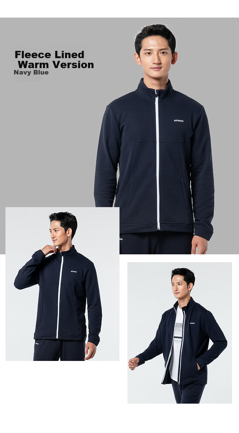 DECATHLON Men's Sports Jacket, Running Fitness Long-Sleeve Stand-Collar Sweatshirt, Warm Breathable Coat - Black And Gray XL-2714807 7