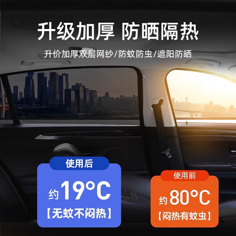 Xinshengling Car Sunshade, Window Mosquito Net, Insect Screen, Sun Protection, Heat Insulation, Side Window Shade, Privacy Protection, Full Car Curtai