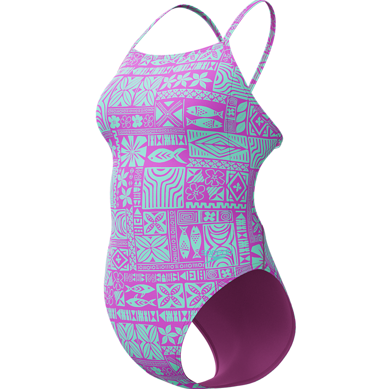 Speedo Women's Competitive Training Series Swimwear Flexible Shoulder Back Sun Protection Chlorine Resistant Printed One-Piece Swimsuit Purple Size 30