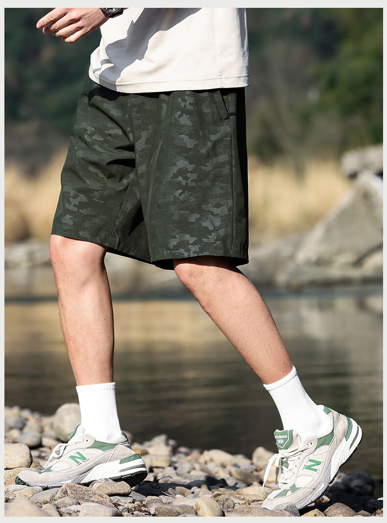 EASTERN CAMEL Men's Trendy Summer Outdoor Casual Sports Straight Five-Point Shorts Youth Loose Beach Pants 9