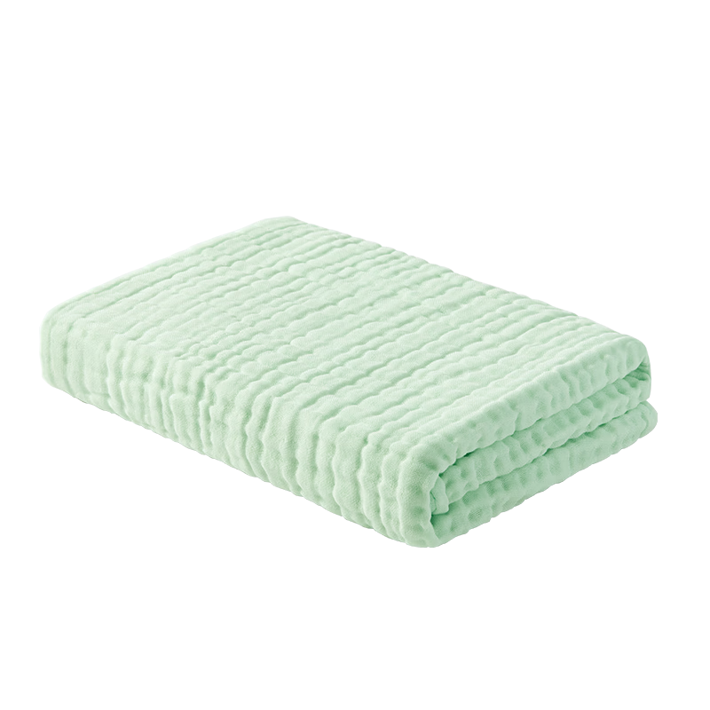 PurCotton Bath Towel Pure Cotton Quick Absorbent Easy Dry Six-Layer Plain Washed Gauze Bath Towel Light Green 80cm×140cm