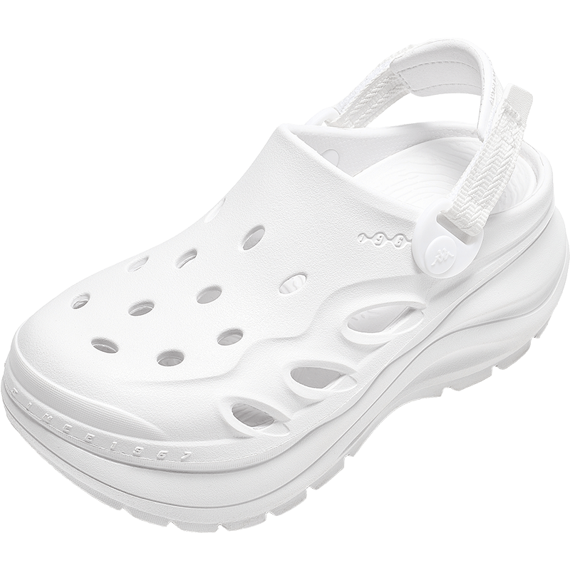 Kappa Official Women's Breathable Hole Shoes Sandals Casual Sports Outdoor Slippers Women's Classic White 37-38