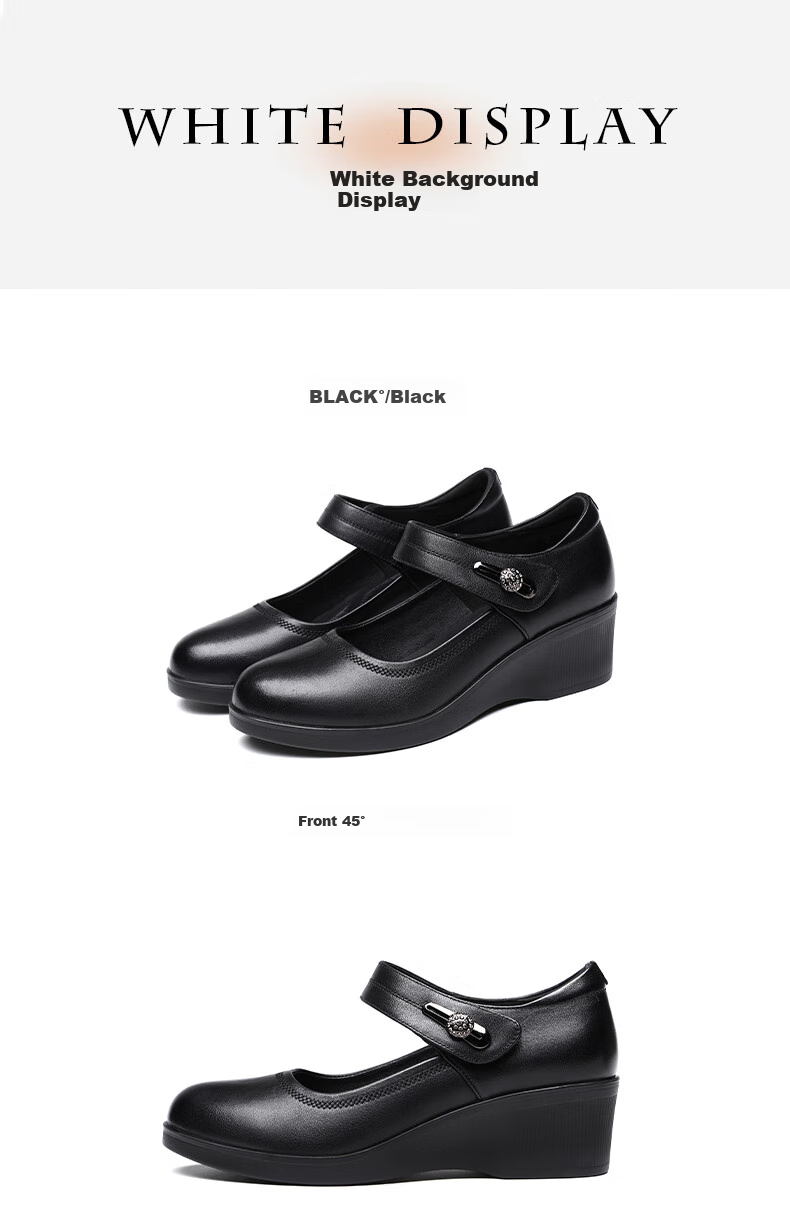 RED DRAGONFLY Mary Jane Shoes Women's Wedge Soft Leather Flats Casual Shoes for Women WTB142221 Black 35 11
