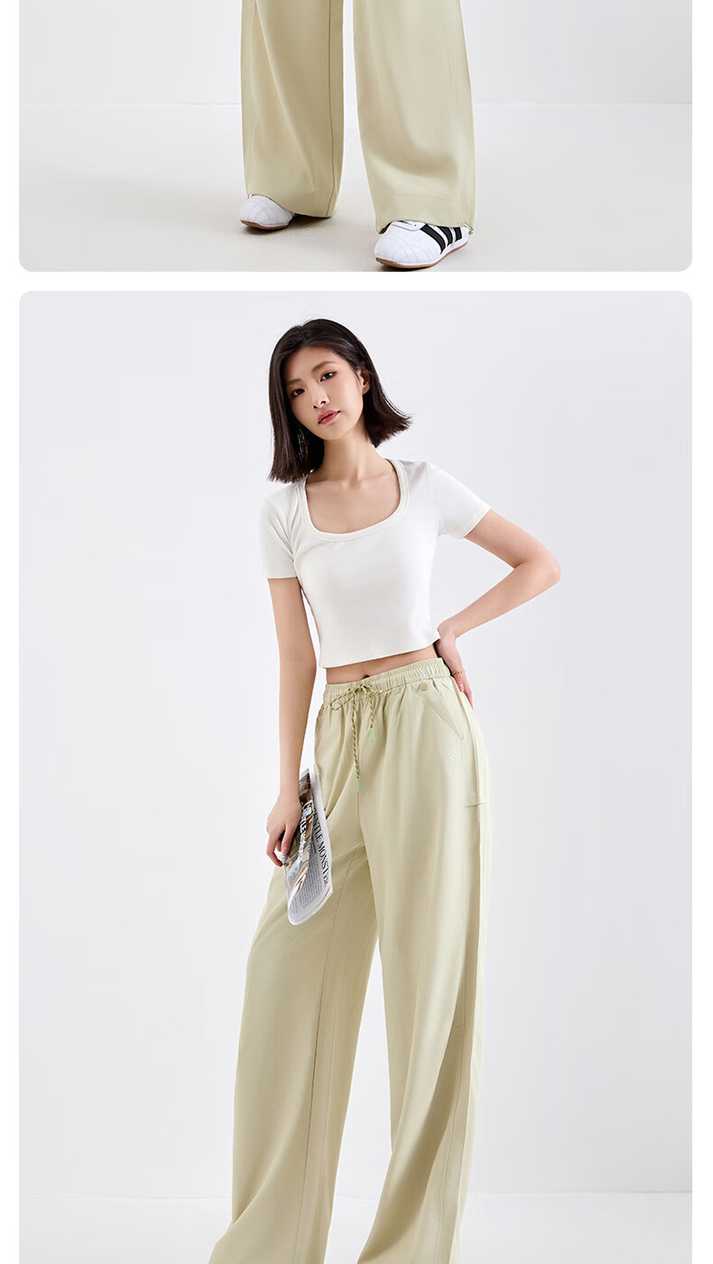 BOPRUIEY Women's Cargo Pants, Summer Style, Draping Quick-Dry, Elastic Ankle, Wide-Leg, Two-Way Wear, Casual Sports, Loose Straight-Leg Pants 13