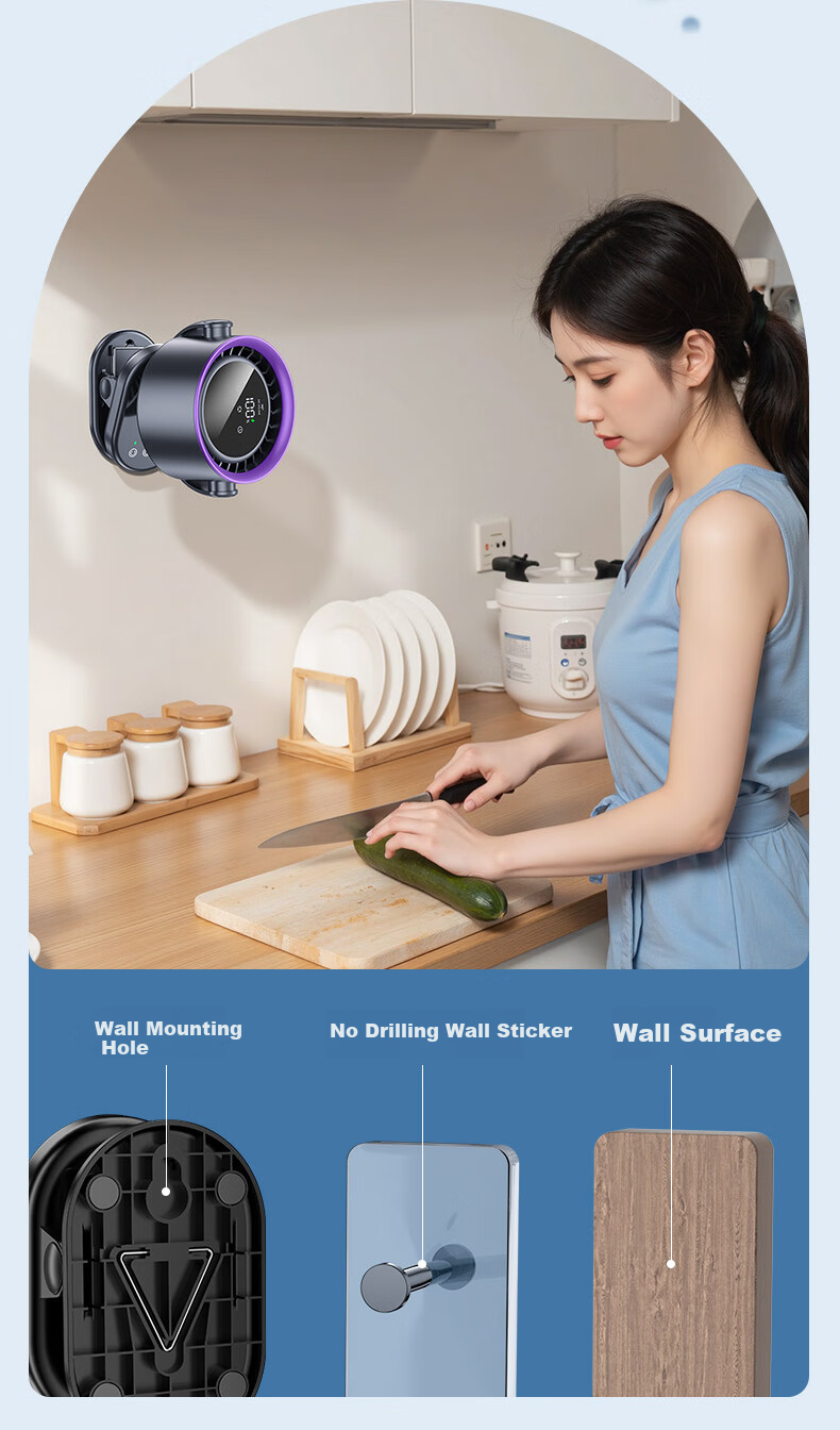 CRENOV [9-Blade Oscillating Fan] Desktop Mini Fan, Quiet Office Fan, Oscillating Dorm Bed Fan, USB Electric Fan for Cooling, Clip-On Wall-Mounted Fan, Small Kitchen Fan, Bedside Rechargeable Desktop Fa 32