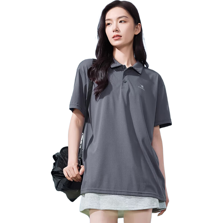 CAMEL Outdoor Short-Sleeve Polo Shirt for Men And Women, Spring And Summer Collared Casual T-Shirt, Quick-Dry Sports Top A012251003C