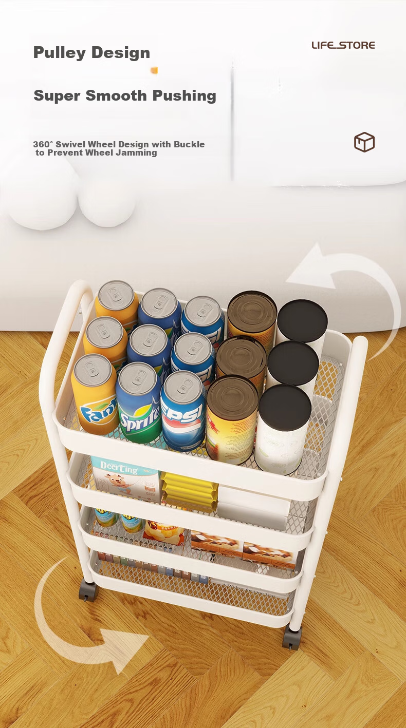 Quanpinwu Small Cart Storage Rack, Movable Floor-Standing Organizer, Household Snack Kitchen Multi-Layer Carbon Steel Wheeled Shelf, Sibai 8