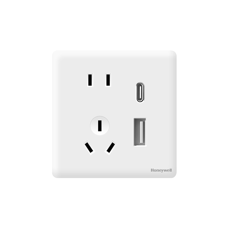 Honeywell Switch Socket Five-Hole with Type-C + USB Panel Flush Mount A8 Cream White