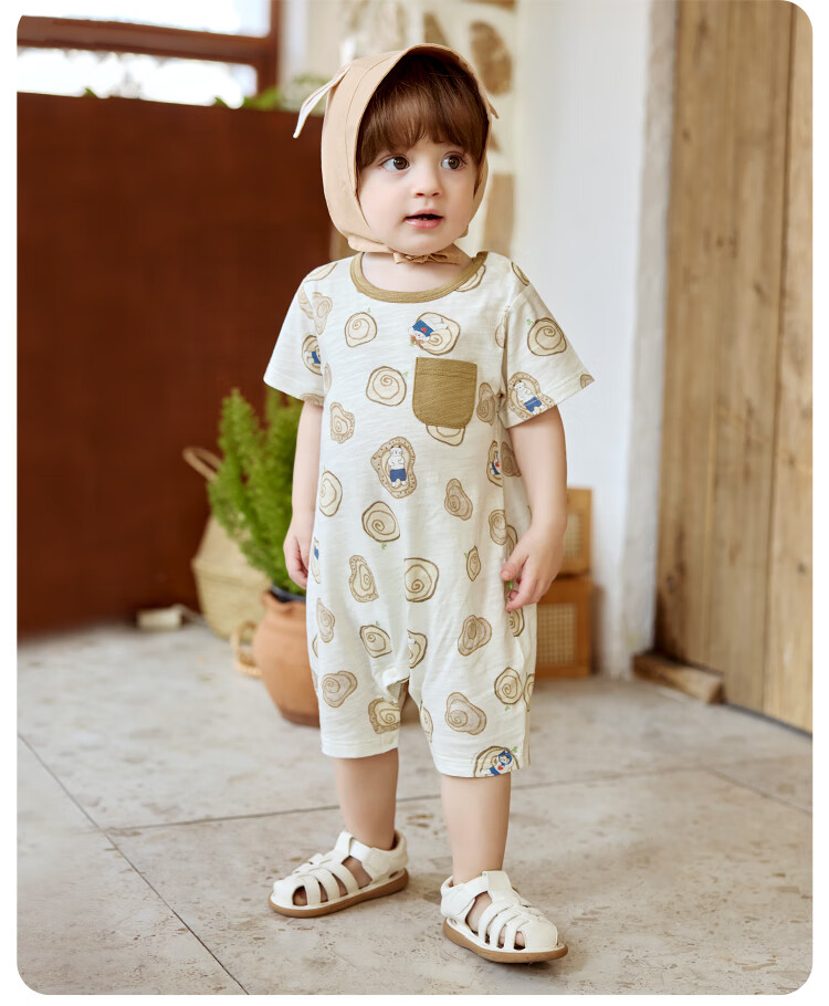 Weishi Muni Infant Short Sleeve Romper Summer Thin Baby Summer Outfit Half Sleeve Bodysuit Crawling Clothes Outdoor Summer Wear 4