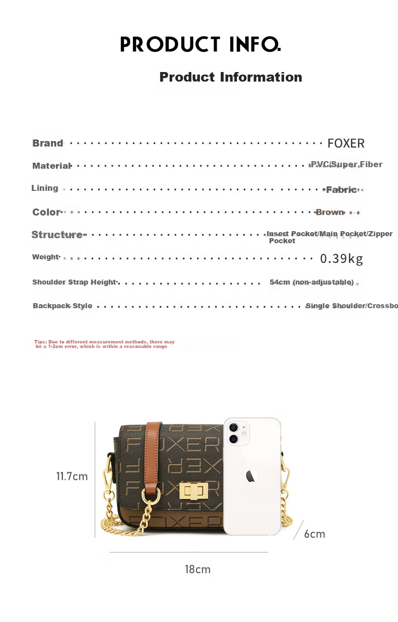 FOXER Women's Handbag Large Capacity Crossbody Bag Shoulder Bag Phone Pouch Small Square Bag Valentine's Day Gift 9