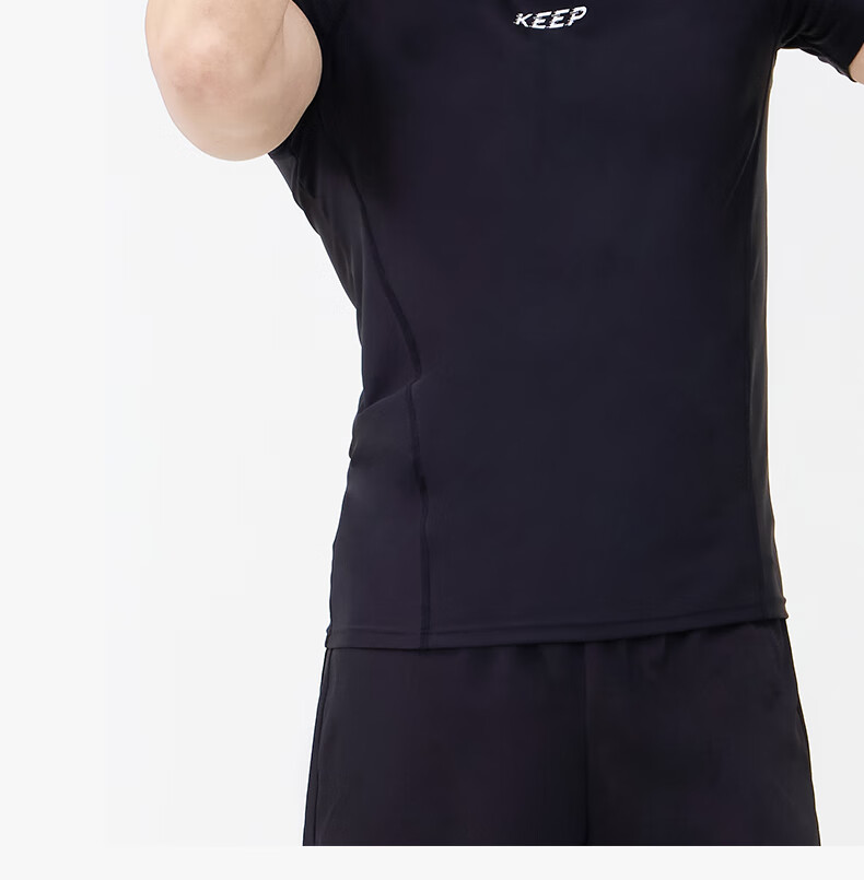 Keep Men's Swimwear, Hot Spring Short-Sleeve Solid Color High-Elastic Swimsuit, Quick-Dry Surfing Suit, 1291 Black, 3XL 14