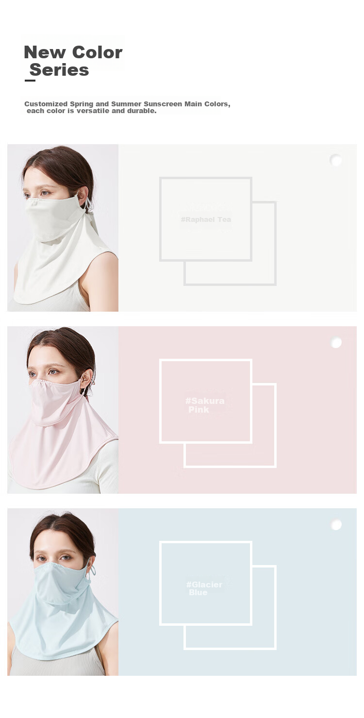 JIUMU Ice Silk Sun Protection Face Mask for Women, Summer UV Protection Sunshade Veil, Neck Guard for Driving, Breathable Full Face Mask 6