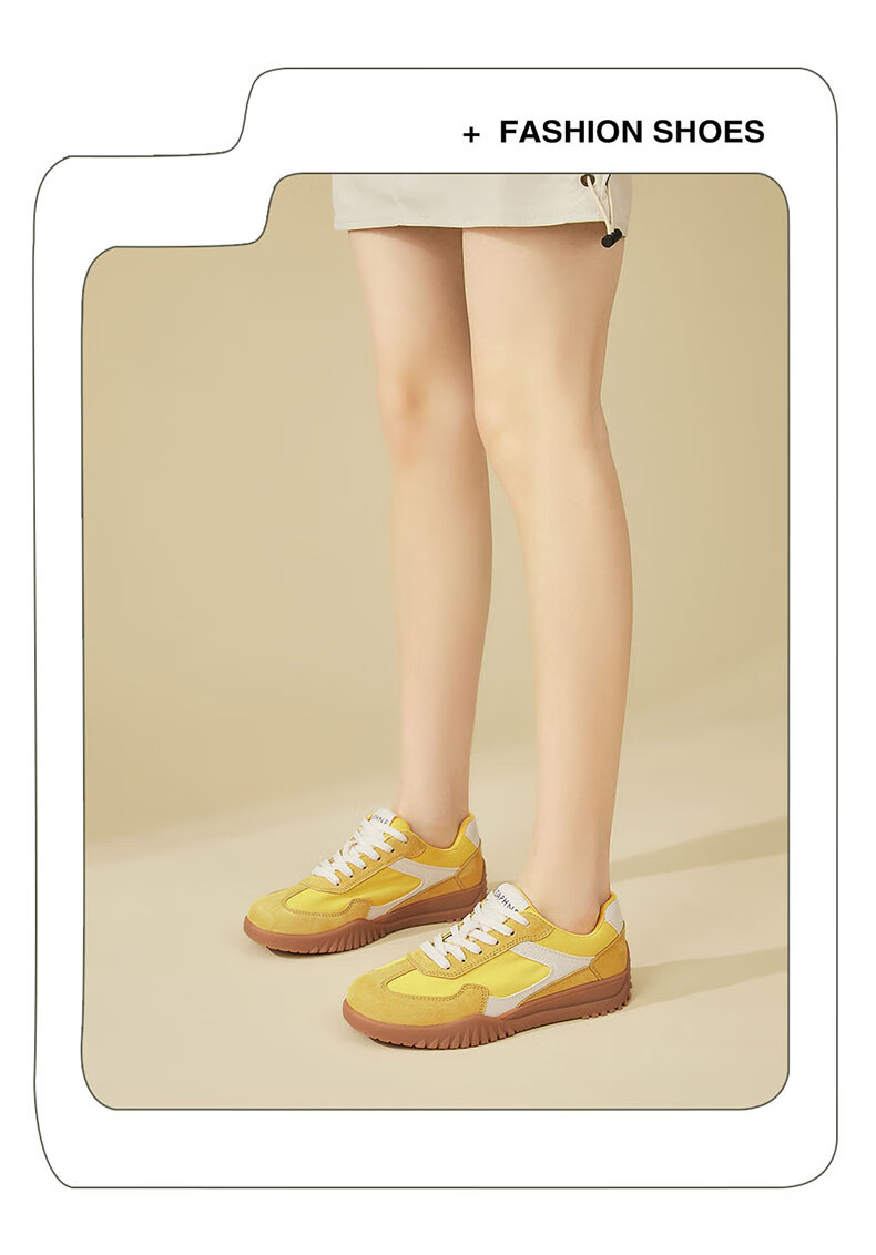 DAPHNE Yellow Dexun Shoes for Women, Fashionable Soft-Soled Comfortable Lightweight Sneakers, Low-Top Casual Women's Shoes, Yellow, Size 38 4