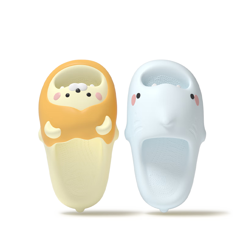 Chikoku Lion Shark Cute Cartoon Slippers, Women's Summer Home Thick-Soled Comfortable Soft-Bottomed Couple's Indoor Sandals, Men's Home Slippers