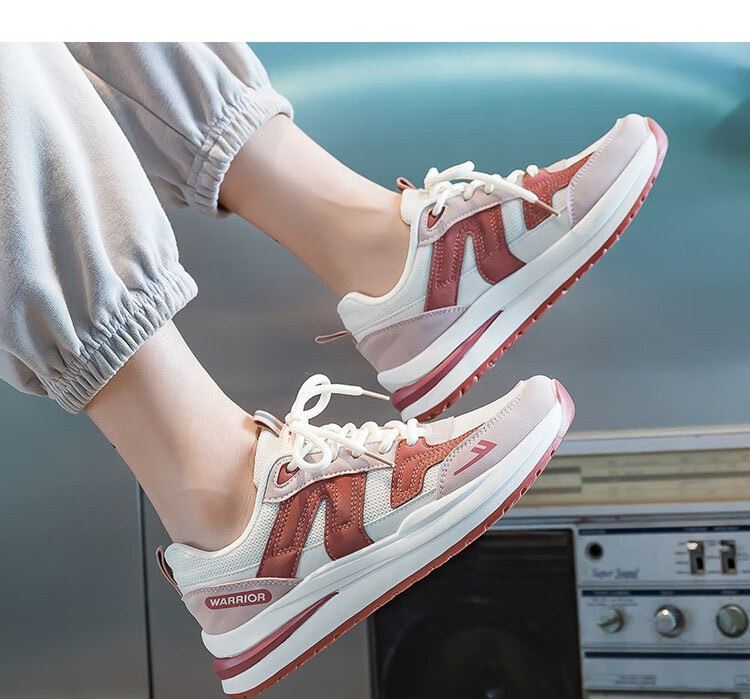 Warrior Official Women's Sports Shoes 2026 Spring New Trendy Shoes for Women Pink Beige Size 38 15