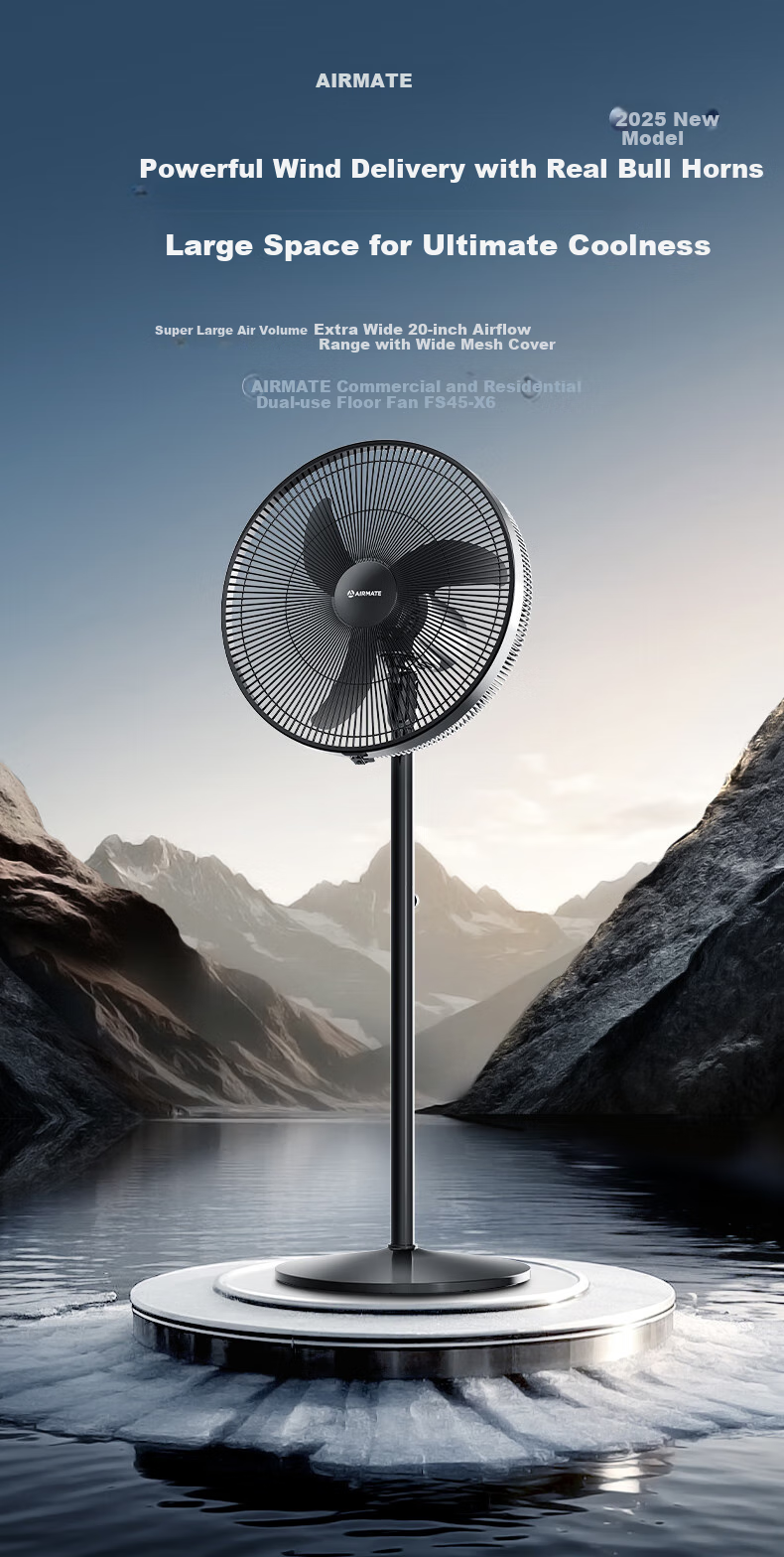 AIRMATE [Powerful Pure Copper Motor] Electric Fan, Bull Horn Fan, Industrial Floor Fan, 18-Inch Home And Commercial High-Power Electric Fan, Large Air Volume Factory Workshop Electric Fan FS45-X6 1