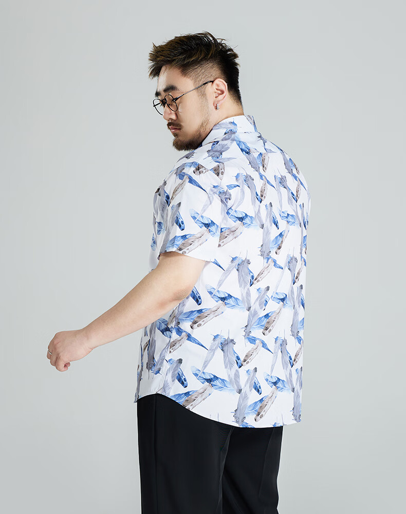 Ayoupang Summer Ice Silk Plus Size Short Sleeve Floral Shirt, Loose Fit, Large Size, Stretchy, Seamless, Casual Blouse 6