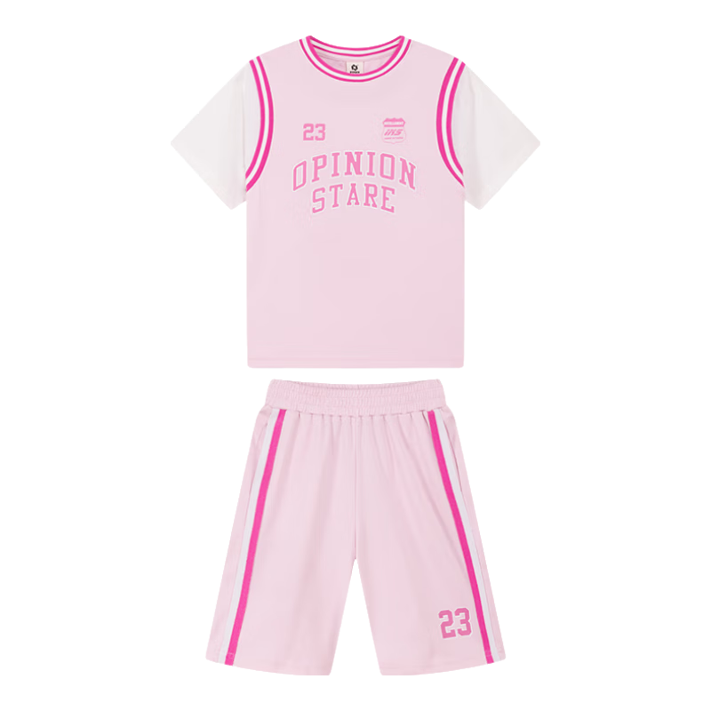 Zuoxi Girls' Sports Set, Summer Children's Moisture-Wicking Quick-Dry Summer Outfit, 2026 New Short-Sleeve Two-Piece Set, Pink, Size 140