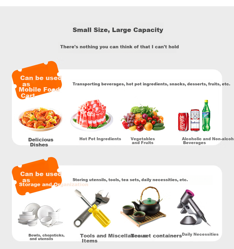 Ourunzhe Stainless Steel Mobile Food Delivery Cart, Push-Pull Serving Cart for Hotels And Restaurants, Beverage Trolley, Large Size 95*50*92.8cm 4