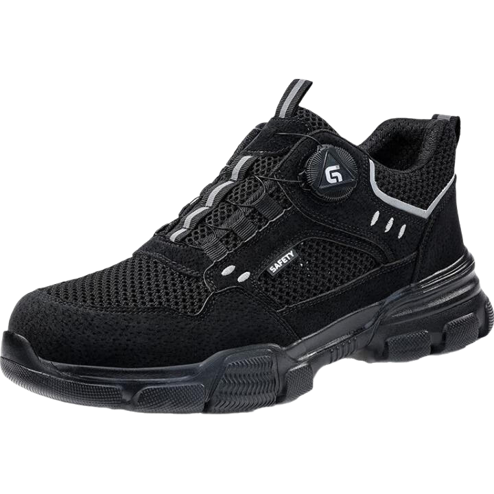Fumeier Safety Shoes for Men, Summer Breathable Steel Toe Cap, Anti-Smashing And Puncture-Resistant, Ultra-Light Comfortable Work Boots F155SBKT Size 45