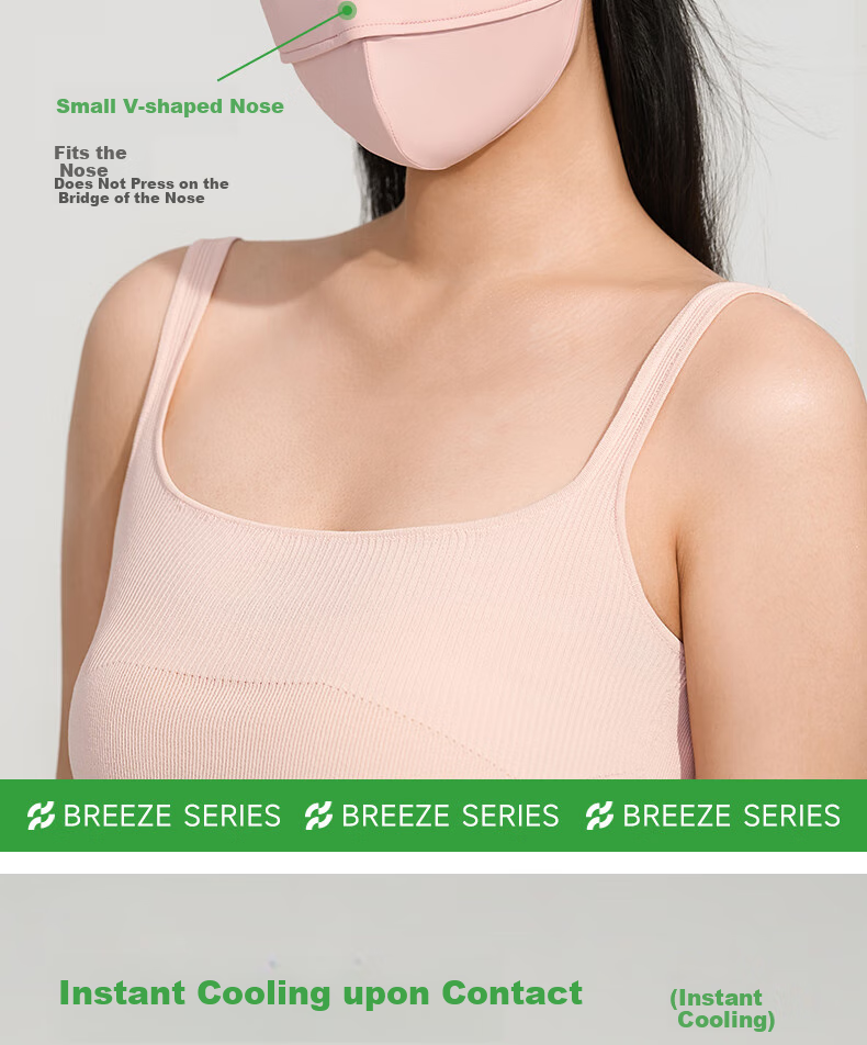 VVC Sun Protection Face Mask for Women, UV-Resistant, Fishbone Structure, Breathable, Eye Corner Protection Mask, Cloud Light Blue, 1 Piece 4