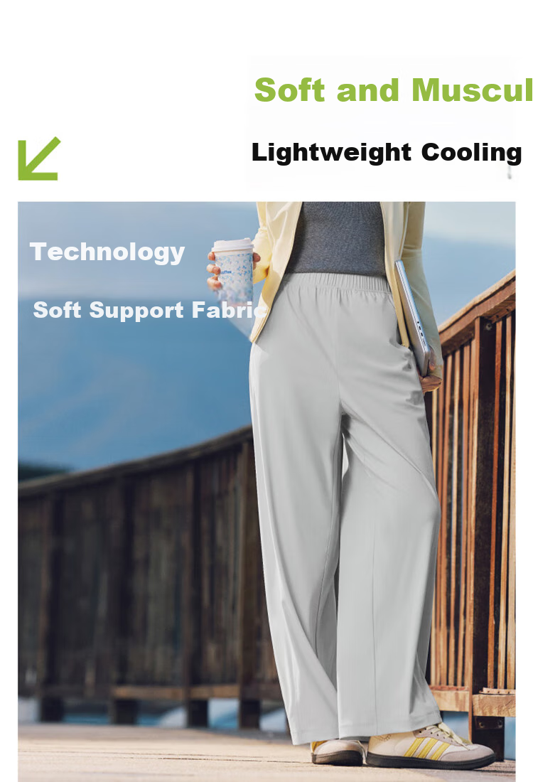 Beneunder Women's Wide-Leg Casual Pants with Elastic Ankle Cuffs, Sports Sun Protection Trousers, Ice Silk Quick-Dry Spring And Summer Style 25 Soft Support AL845 3