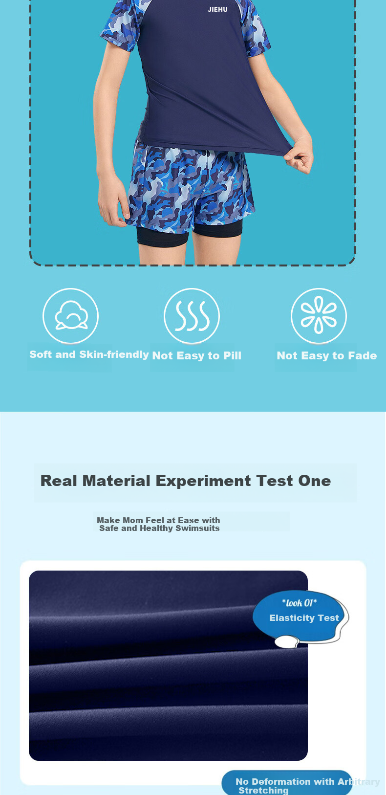 Jiehu Children's Swimwear, Boys' Swim Trunks Set, Big Kids' Two-Piece Swimsuit, Baby Swimming Gear 6