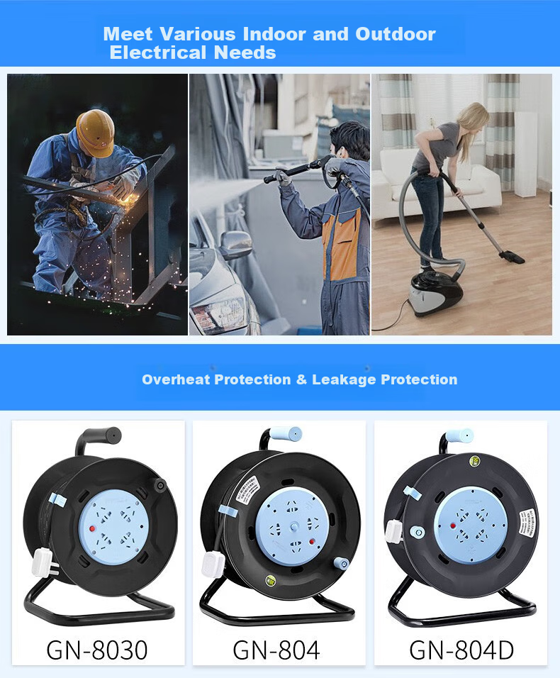 BULL Four-Slot Five-Hole Reel GN-8030 with Overheat Protection, Multifunctional Power Extension Cord, Junction Board, Empty Reel Cable, Mobile Winding Reel, Wireless without Wire 9