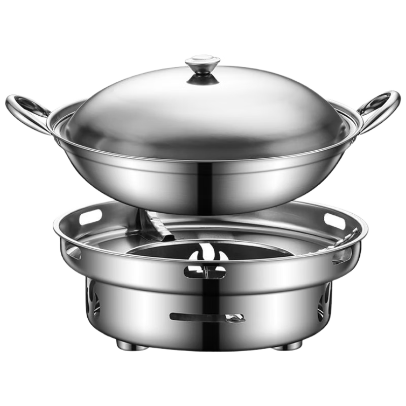 Beifute Solid Alcohol Stove Set, Portable Hot Pot Stove for Outdoor Camping, Dry Pot Cookware with Lid, 26cm
