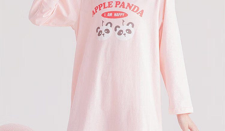 DEESHA Girls' Pure Cotton Long-Sleeve Nightgown, 7A Antibacterial Spring Season, All-Cotton Princess Dress for Older Children, Light Pink Panda, Size 160 4
