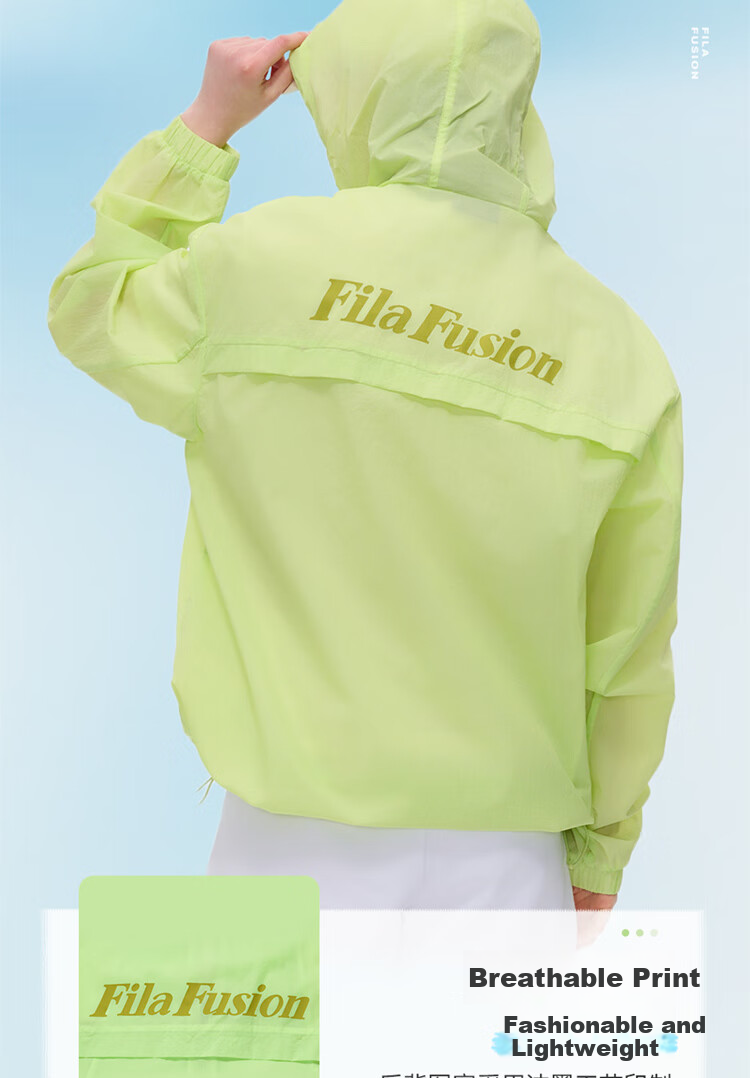 FILAFUSION FILA Trendy Couple's Woven Jacket, Summer Loose Sun Protection Hooded Top 9