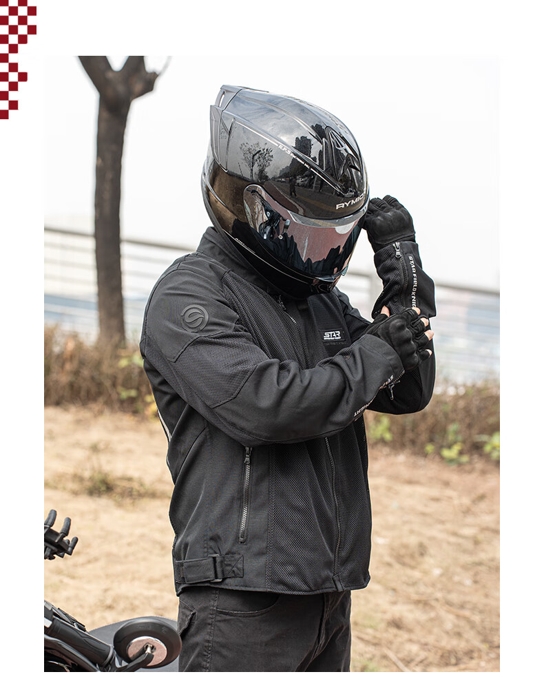STAR FIELD KNIGHT Motorcycle Riding Jacket for Men, Summer Mesh Breathable Outdoor Motorbike Anti-Fall Top, Gray, Size L 14