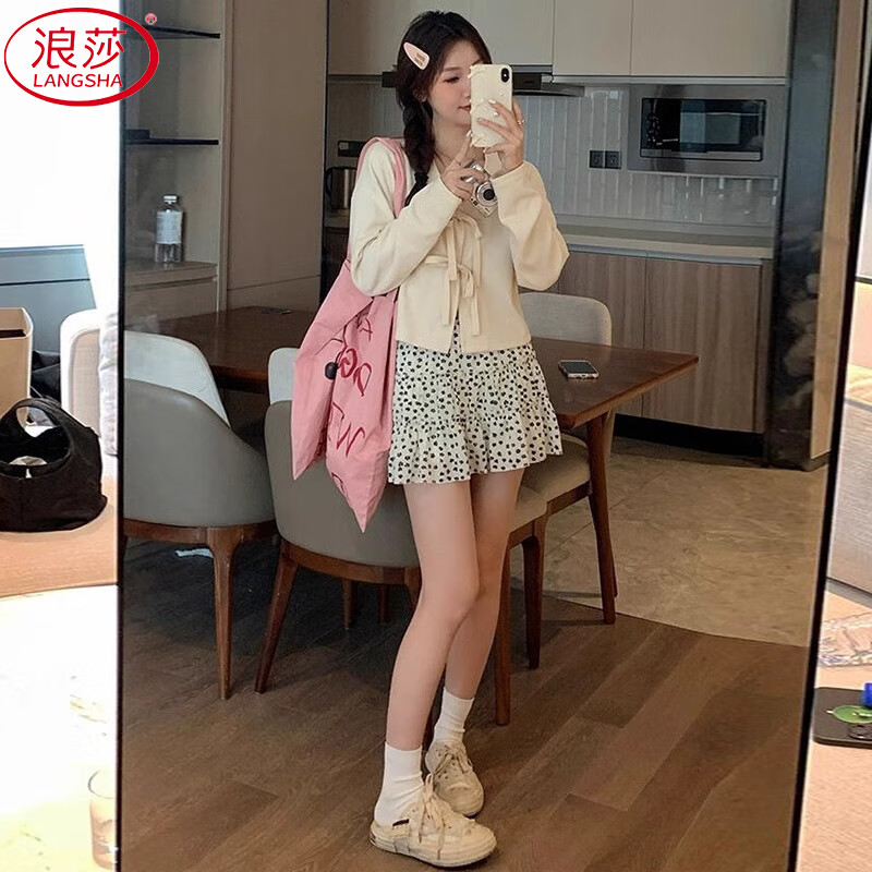 LangSha Black Floral Print Skirt for Women, Summer 2025 New A-Line Slimming Midi Skirt, Petite Ballet-Style Cake Skirt