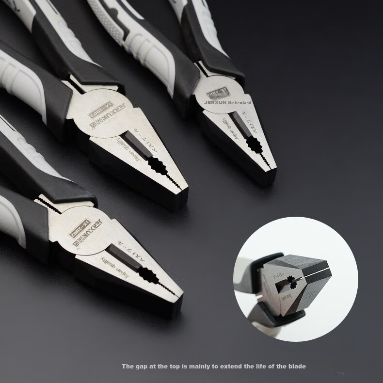 JERXUN Industrial Grade 8-Inch Wire Pliers, Multi-Purpose Tiger Pliers, Flat-Nose Pliers, Wire Cutters, High-Hardness Electrician's Pliers 1