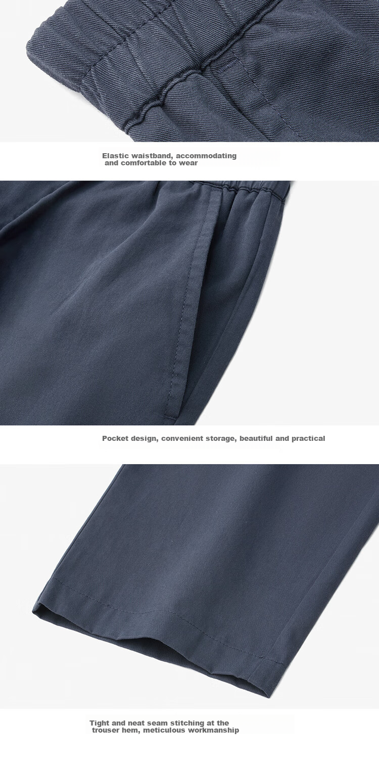 Giordano Women's Pants, New Summer 2026 Style, Pure Cotton Elastic Waist, Lightweight Casual Seven-Point Straight-Leg Trousers, 05425315 18