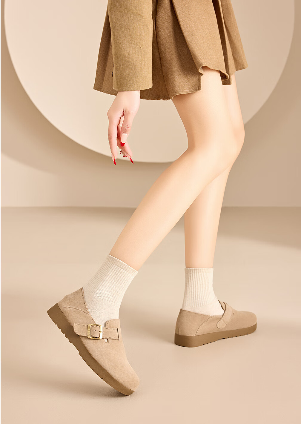 LA CHAPELLE Women's Birkenstock Slip-On Casual Shoes Thick Sole Sneakers SLX135 Sand Color Size 37 5