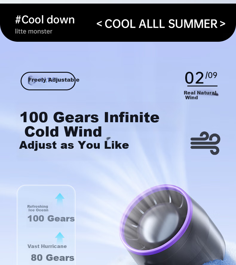 TRUST ME [100 Cooling Settings] Handheld Mini Fan, Portable Quiet High-Speed Powerful Fan, Rechargeable USB Fan, Outdoor Lazy Person Small Electric Fan with Ultra-Long Battery Life, Glacier White 8