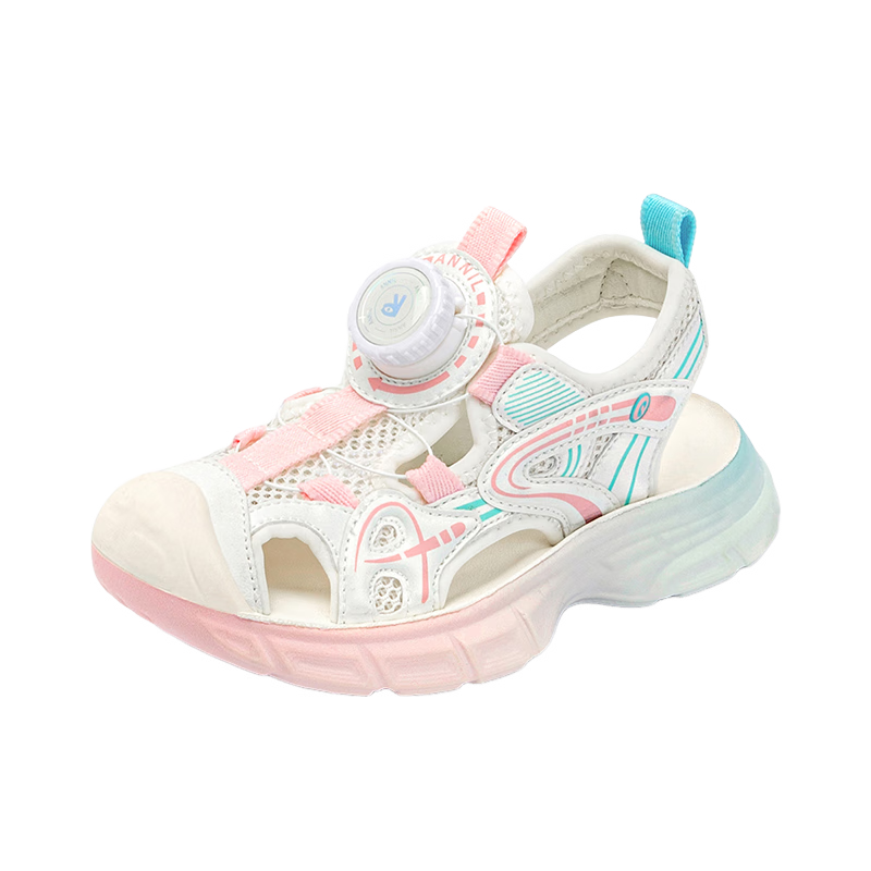 ANNIL Children's Sandals, Summer 2025, Big Kids' Closed-Toe Sandals, Non-Slip Hollow-Out Sports Sandals, 6291 White, Size 32