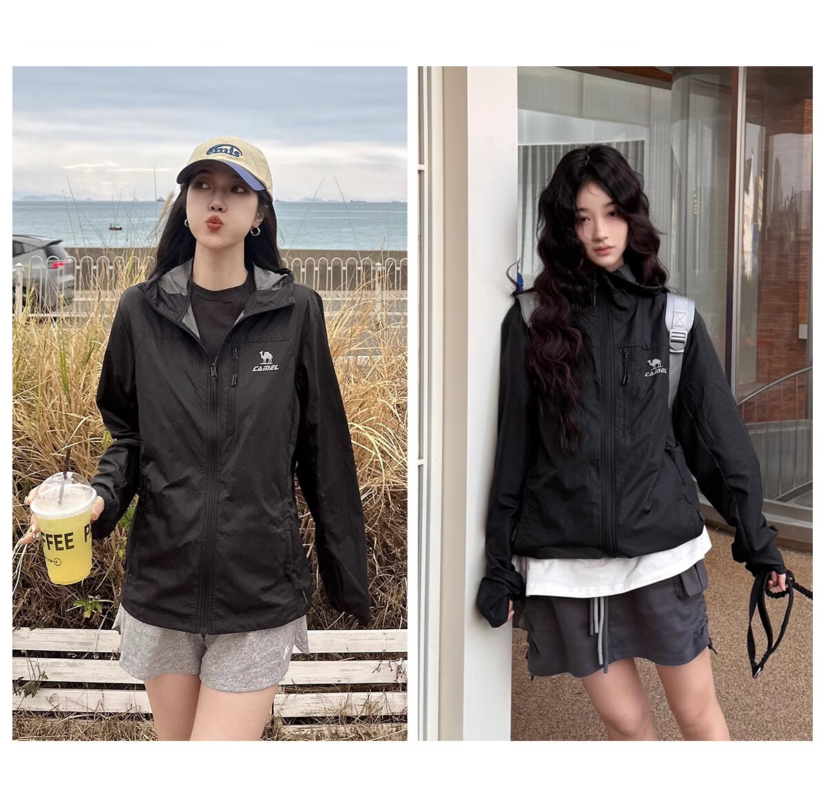 CAMEL [Xueshan Shell] Summer Sun Protection Clothing for Men And Women, Outdoor Sports Wear, Ice-Cool Loose Hooded New Lightweight Jacket 2